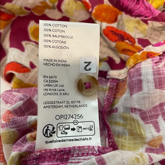 Anthropologie | Maeve Pink Orange Mushroom Print Button Shirt Blouse Top 2X - Picture 9 of 10